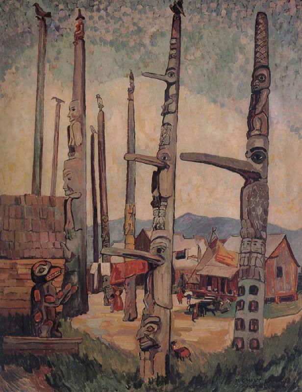Emily Carr Totem Poles,Kitsukla oil painting image